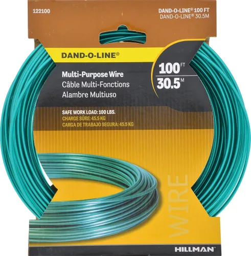 Vista 2 de Alambre verde tipo Clothesline, 100 pies, Hillman Fasteners 122100, Vinilo, Verde, 1