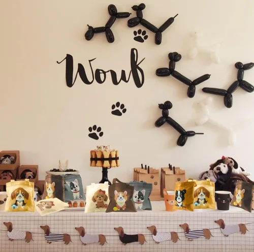 Vista 6 de BANBALLON 20 bolsas de golosinas para perros – Bolsas de golosinas no tejidas para cachorros para niños y baby showers, suministros para fiestas