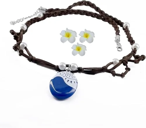 Vista 4 de Faldas de princesa, lindo collar con pinzas para el cabello para niños pequeños, collar Mo ana y accesorios de vestir de horquilla de flores