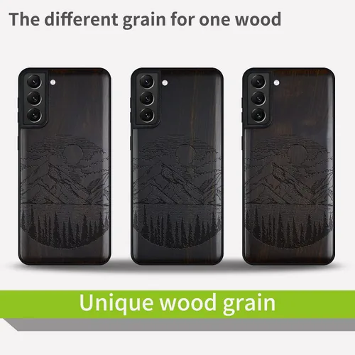 Vista 7 de Carveit Funda de madera para Galaxy S21 Plus [madera natural y TPU suave] a prueba de golpes, funda protectora de madera única híbrida compatible
