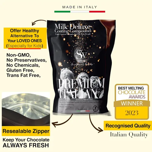 Vista 9 de Chocolates derretidos italianos premium 5 libras Solo 5 ingredientes naturales Libre de transgénicos y gluten Choco compuesto Milk DeLuxe