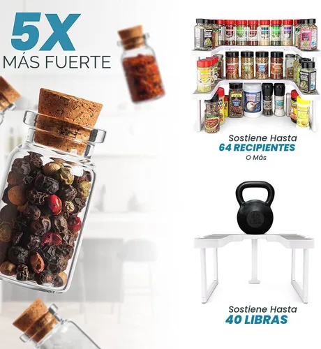 Vista 9 de Spicy Shelf Deluxe – Estante de especias extensible y gabinete apilable y organizador de despensa (1 juego de 2 estantes) – Como se ve en la TV