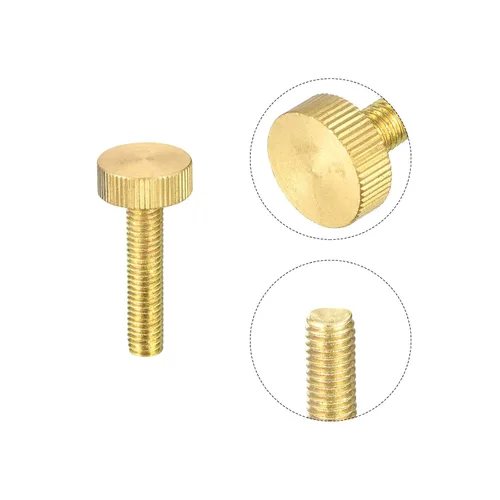 Vista 4 de uxcell Tornillos moleteados para pulgar, pernos planos de latón M8x40mm, sujetadores para PC, electrónico, mecánico