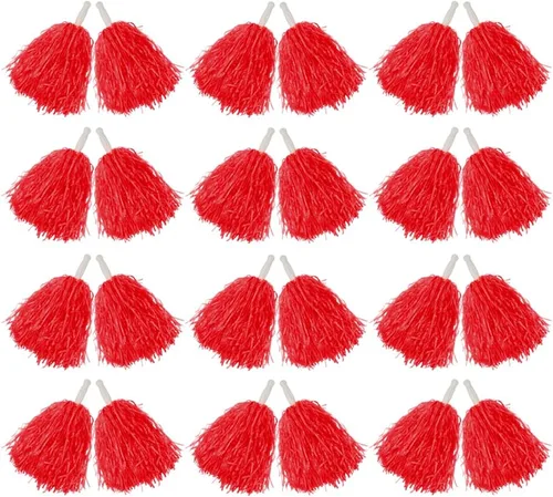 Vista 13 de Hooshing 12/24/80 PCS Pompones de Animadoras Deportivos con Espíritu Pompones de Animación de Plástico con Asas para Niños Adultos Equipo Fiesta