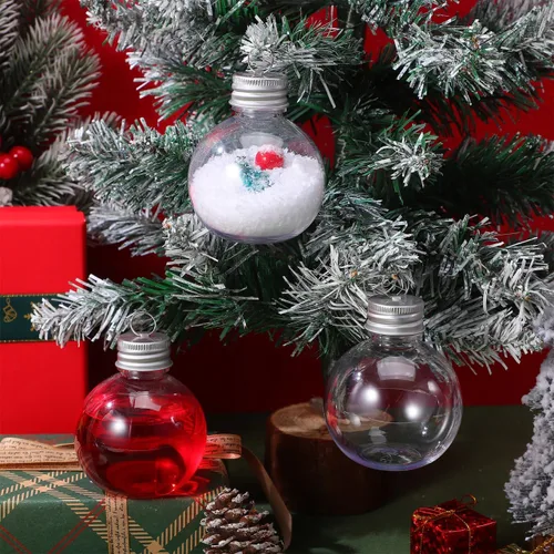 Vista 5 de Baluue 10 piezas de bolas de bebida de Navidad de 100 ml, adornos grandes de vaso de chupito de plástico transparente, adornos llenables para árbol