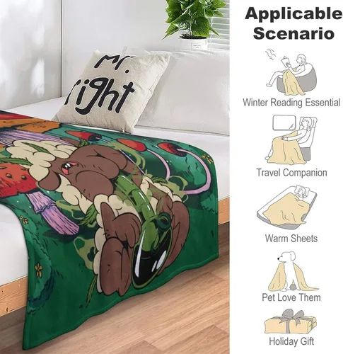 Vista 5 de Manta pequeña de marihuana de marihuana de hongos, 50 x 40 pulgadas, para mujeres y hombres, manta de felpa suave para cama, sofá, manta negra