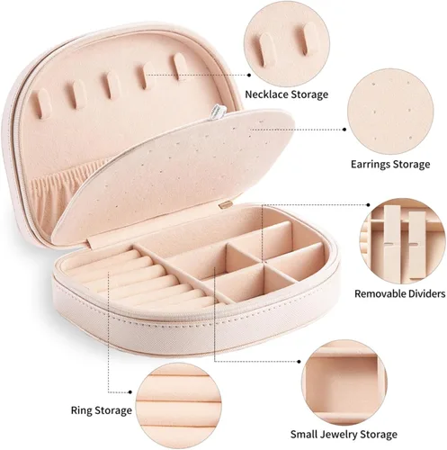Vista 2 de Larlary Travel Jewelry Box,Travel Jewelry Case,Seashell-Shaped Jewelry Box, Jewelry Organizer Box for Women, Jewelry Storage Box for Rings