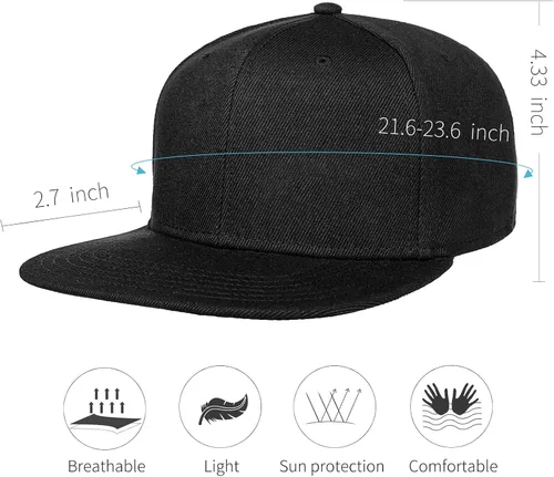 Vista 6 de Negi Snapback Hats for Men Black hat Flat Bill Men Blank Hats Trucker Cool lids Flat