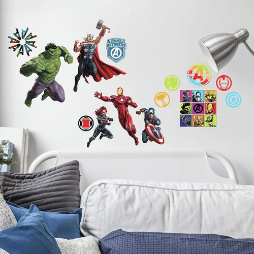 Vista 4 de RoomMates Marvel Classic Avengers - Calcomanías de pared para despegar y pegar, RMK4289SCS