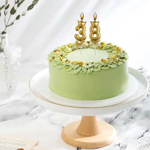 Vista 3 de Velas de cumpleaños número 38 y 83, velas doradas de cumpleaños con número 83 y 38 años, decoraciones de fiesta de cumpleaños, regalos para mujeres