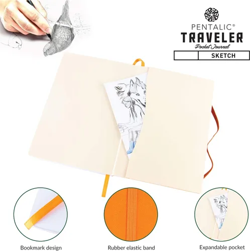 Vista 5 de Cuaderno de bocetos Travelers Dot Grid Pentalic Art, libre de ácidos