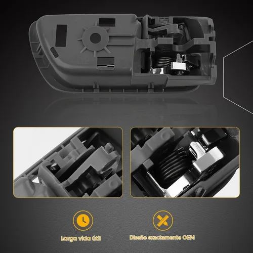Vista 4 de Gledewen Manija de puerta interior delantera trasera izquierda lado del conductor con botón de bloqueo de puerta palanca cromada, compatible