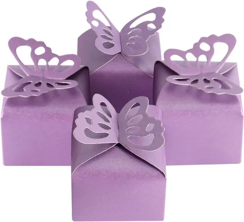 Vista 11 de Kslong 50 cajas de regalo de mariposa rosa para niña, baby shower, mariposa, caja de caramelos, decoración de fiesta, boda, cumpleaños, pequeñas
