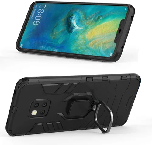 Vista 2 de Funda de teléfono para Huawei Mate 20 Pro con protector de pantalla de vidrio templado y soporte magnético para anillo con soporte, accesorios Negro