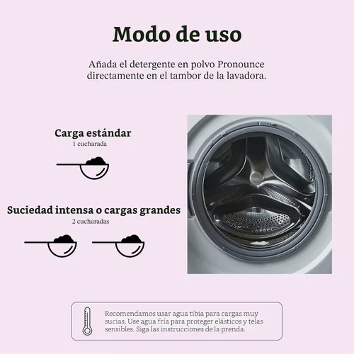 Vista 6 de Pronounce Alternativa de detergente para ropa en polvo, ingredientes más limpios. Más seguro para pieles sensibles. Lucha contra manchas y olores.