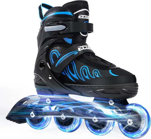 Vista 10 de Patines en línea para niñas y niños de 5 a 8 años, 8 a 12 años, ruedas iluminadas, tamaño ajustable, para niños, adultos, mujeres, exteriores