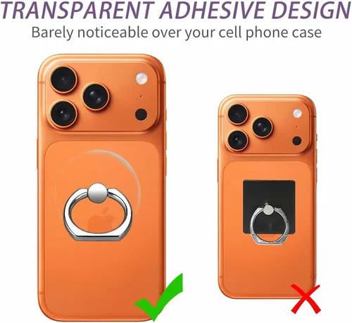 Vista 2 de Jsoerpay Soporte de anillo para teléfono celular, soporte de anillo transparente con rotación de 360°, soporte transparente para teléfono celular