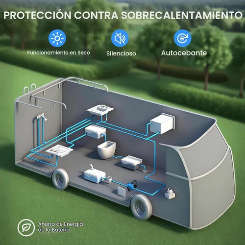 Vista 7 de Bomba de agua RV de 12 V, bomba de diafragma de 5 cámaras de 7.5 GPM 80PSI, autocebante con interruptor de presión resistente y colador para RV