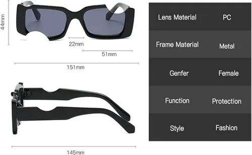 Vista 5 de Gafas de sol rectangulares pequeñas irregulares para mujer gafas de sol punk vintage protección UV