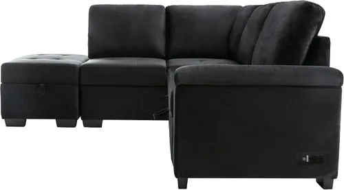 Vista 4 de LUMISOL Sofá cama modular reversible de 87 pulgadas de ancho, juego de muebles de sala de estar, sofá esquinero de 4 plazas con cama extraíble