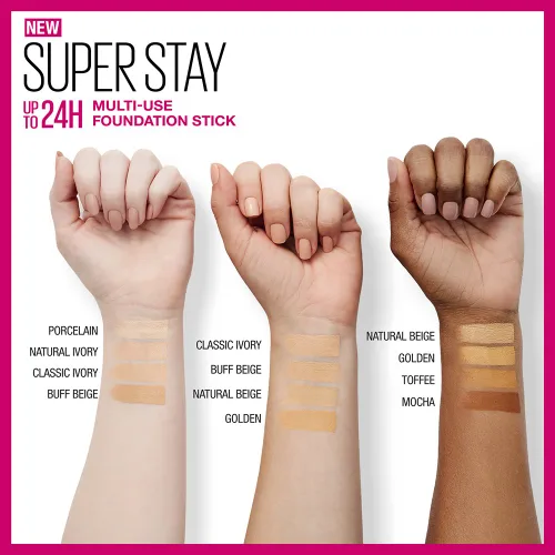 Vista 5 de Maybelline New York Super Stay - Base en barra para piel normal a grasa, beige pulido, 0.25 onzas Buff Beige