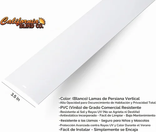 Vista 3 de Láminas de repuesto para persianas verticales, PVC resistente y curvadas (blanco) elige el tamaño y la cantidad (32.5 pulgadas) (2 láminas)