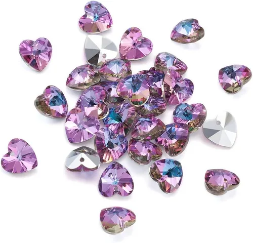 Vista 14 de Cheriswelry 96 dijes de cristal de mariposa transparente facetados, colgantes de corazón de amor, adornos colgantes de 51.732 in para hacer aretes