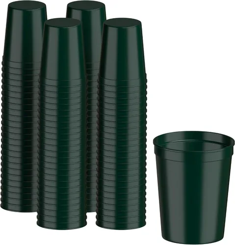 Vista 19 de PartyPrints Paquete de 100 vasos de plástico en blanco reutilizables de 10 a 12 onzas, vasos de estadio a granel, sin BPA, aptos para lavavajillas