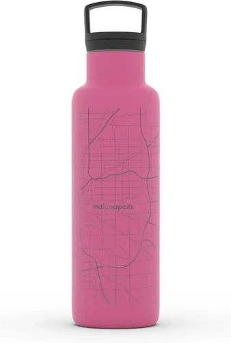 Vista 113 de Well Told Botella de agua aislada con mapa de Washington DC grabado, botella de acero inoxidable grabada (21 onzas, blanco) botella aislada de mapa