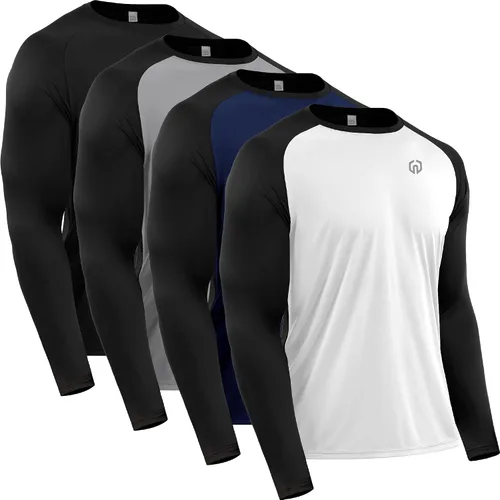 Vista 6 de NELEUS Camisas Deportivas de Manga Larga para Hombre, Transpirables, para Correr