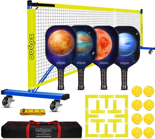 Vista 13 de Zdgao Portable Pickleball Net Set, 22FT Regularion Size Pickle Ball Net with Paddles Set, Outdoor Pickleballs and Carry Bag, Easy Setup for Indoor