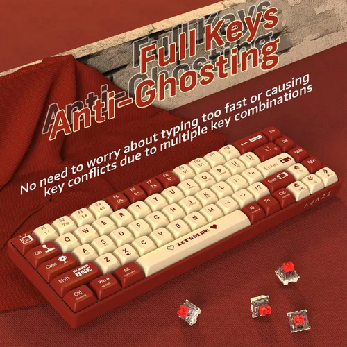 Vista 5 de ATTACK SHARK AK680 - Teclado mecánico para juegos 60% con cable, intercambiable en caliente, retroiluminación RGB arcoíris, impresión UV y control