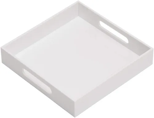 Vista 10 de KEVLANG Bandeja de acrílico transparente resistente con asas, bandeja organizadora de encimera de 8 x 8 x 2 pulgadas de alto para cocina, baño