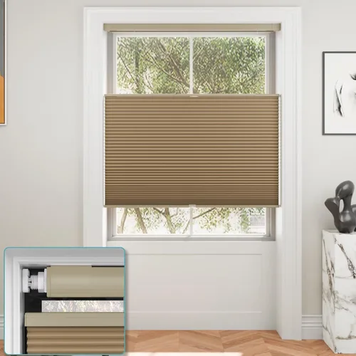 Vista 9 de Myshade Persianas celulares personalizadas de 1.5 pulgadas, sin taladro, sin herramientas, para ventanas de interior, de arriba hacia abajo, fáciles