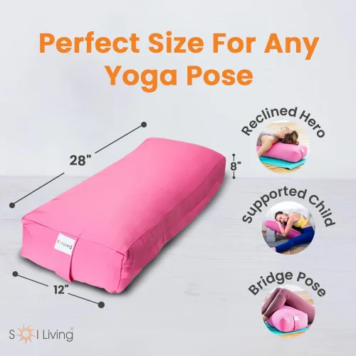 Vista 149 de Sol Living Almohada de yoga rectangular para meditación, accesorios de meditación de algodón, almohada de meditación restaurativa de yoga, almohada