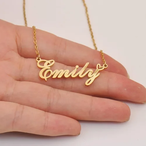 Vista 2 de Aoloshow Collar personalizado con nombre de corazón personalizado con cualquier nombre, joyería de acero inoxidable para mujer, regalo de graduación