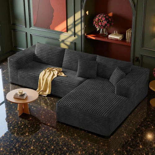Vista 17 de MoonSpeak - Sofá seccional deshuesado de 133 pulgadas para sala de estar Sofá modular en forma de L, asiento profundo, pana suave, sin montaje