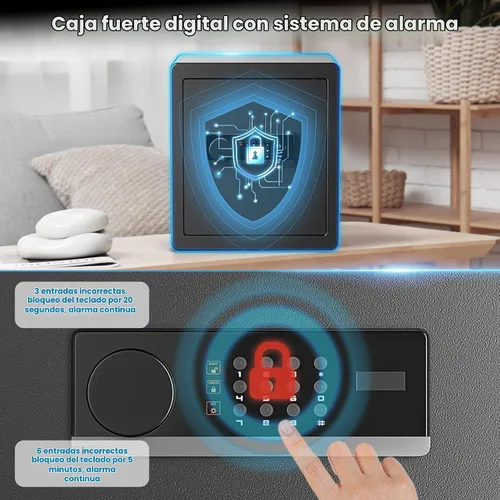 Vista 4 de Locksworth Caja de seguridad electrónica antirrobo de 2.0 pies cúbicos, con bolsa impermeable ignífuga para objetos de valor de dinero, caja