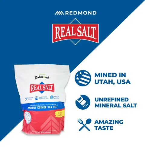Vista 3 de Redmond Real Salt Kosher - Molienda Kosher natural sin refinar sin gluten, bolsa de 10 libras