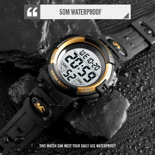 Vista 7 de Reloj digital deportivo impermeable para niños, reloj despertador de 1224 H, cronómetro, calendario de 3 a 15 años, reloj de pulsera para niños