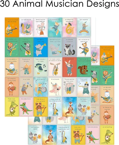 Vista 4 de 1step2dream Tarjetas de afirmación en español inglés para niños, motivación bilingüe, 30 tarjetas de empoderamiento positivo para estudiantes
