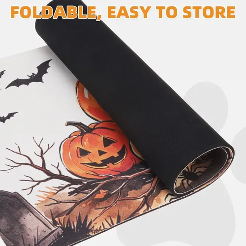 Vista 8 de KOOLTAIL Tapete de comida para perros de Halloween, tapete absorbente para alimentación de mascotas para cuencos de comida y agua, almohadilla