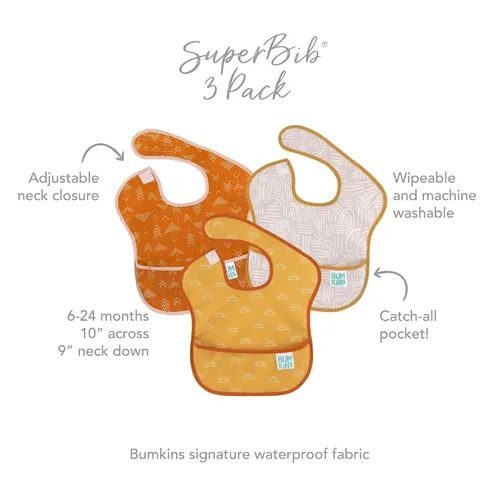 Vista 7 de Bumkins Baberos para niña o niño, SuperBib para bebés y niños pequeños de 6 a 24 meses, imprescindibles para comer, alimentar, suministros