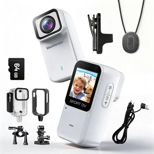 Vista 8 de Cámara corporal 4K con WiFi, cámara de acción POV para motociclismo, esquí, ciclismo, vlogging, deportes, cámara magnética portátil para grabación