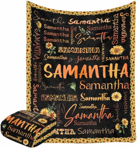 Vista 25 de Manta personalizada con nombre con fuente diferente y colorida para niños, mujeres y hombres, divertida decoración personalizada para el hogar, cama