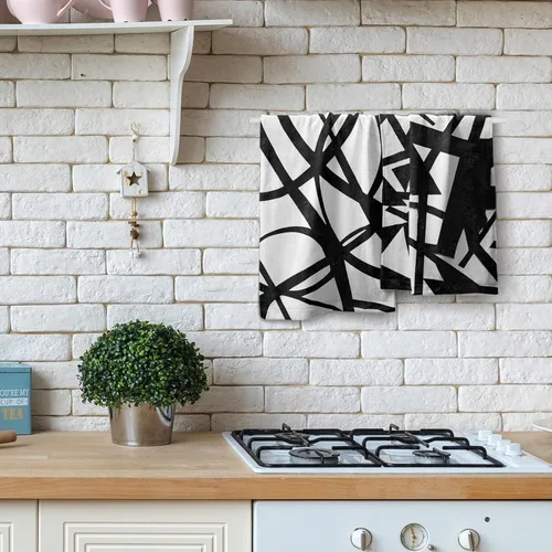 Vista 5 de Giwawa Toallas de mano en blanco y negro – Juego de 2 toallas de baño decorativas para baño, cocina, gimnasio, 14 x 28 pulgadas