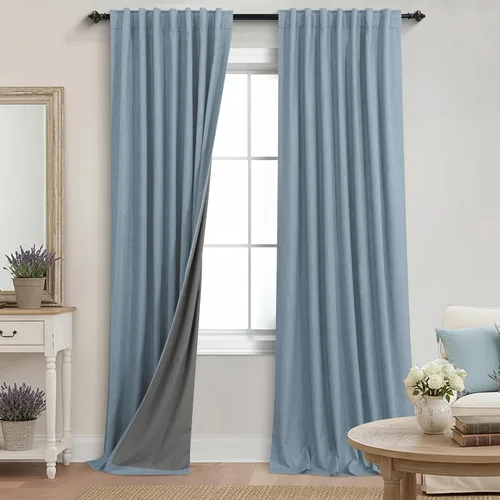Vista 11 de KOUFALL - Cortinas de medio estilo francés de lino para ventana, juego de 2 cortinas cortas de 40 pulgadas de longitud, para privacidad, cortinas