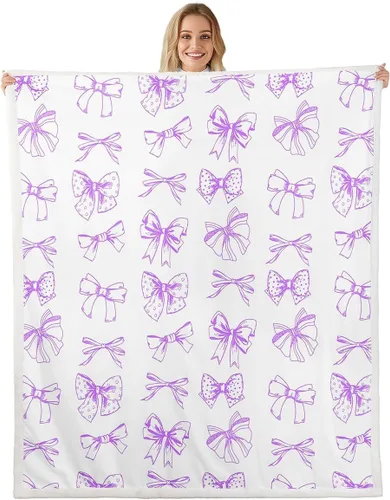 Vista 31 de Manta de franela de forro polar con lazos rosados femeninos de 40 x 50 pulgadas, manta mullida de corazones para el día de San Valentín para sofá