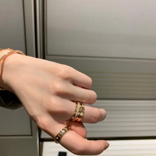 Vista 6 de Kainier Anillos de ansiedad chapados en oro de 14 quilates, piedras de circonita cúbica, anillos giratorios para mujeres y hombres, anillos