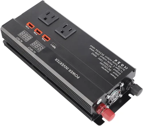 Vista 6 de para inversor 12v a 110v Gorgeri Metal 6000W DC 12V a AC 110V convertidor de coche USB adaptador de coche con pantalla LCD